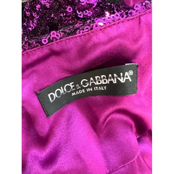 Dolce And Gabbana Purple Sequinned Cut Out Long Dress - Picture 11 of 12